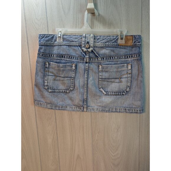 Vintage Y2K American Eagle Low Rise Denim Mini Skirt Size 12 Skater Grunge - Picture 2 of 6